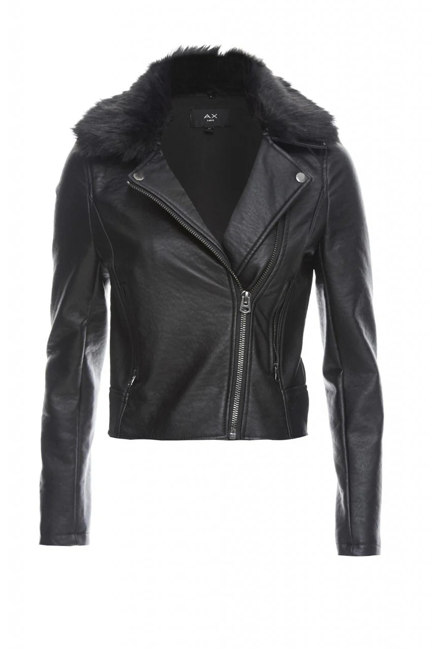 Cropped Faux Leather and Fur Jacket - Image 5