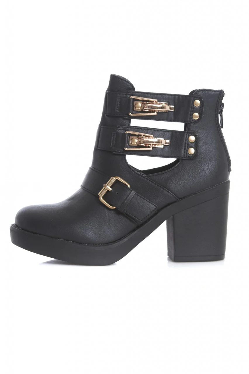 Cut Out Buckle Heeled Ankle Boot - Image 2