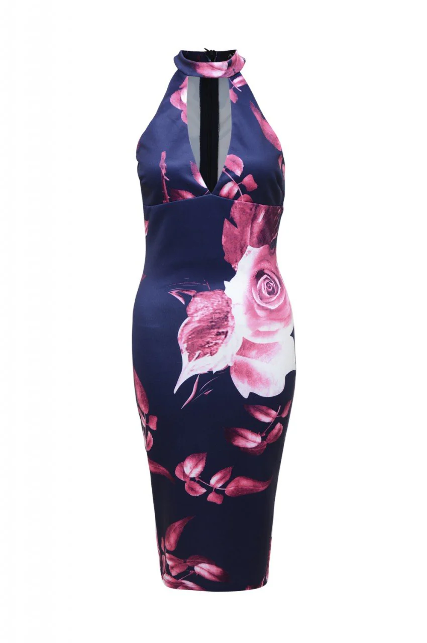 Cut Out Floral Bodycon Dress - Image 5
