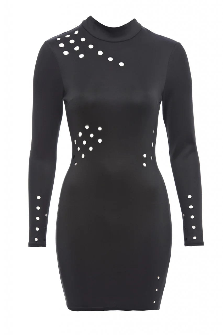 Cut Out Hole Detail Bodycon Dress - Image 5