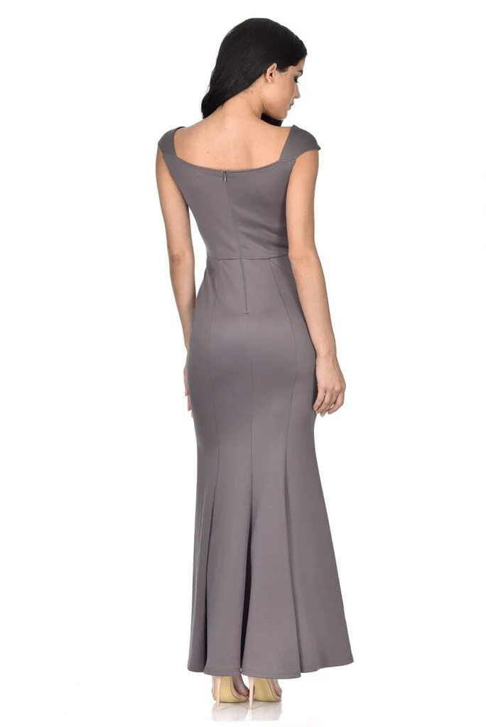 Dark Grey Lace Overlay Maxi Dress - Image 3