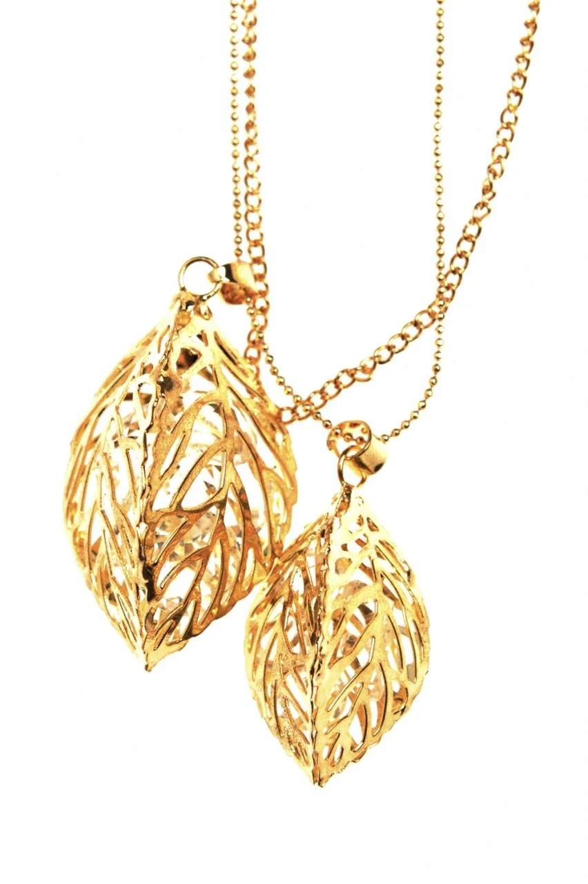 Double Chain Leaf Detail Necklace - Image 2