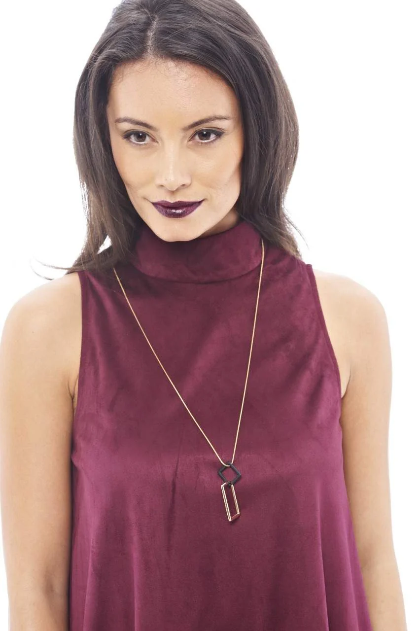 Double Rectangle Multi Chain Necklace - Image 2