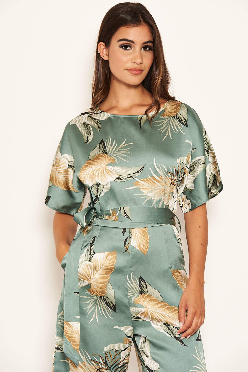 Duck Egg Floral Print Culotte Jumpsuit - Image 7