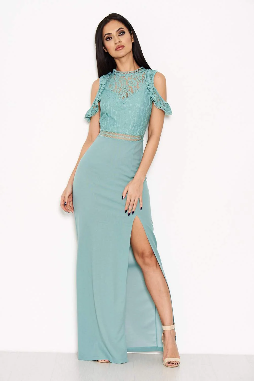 Duck Egg Lace Top Maxi Dress - Image 2