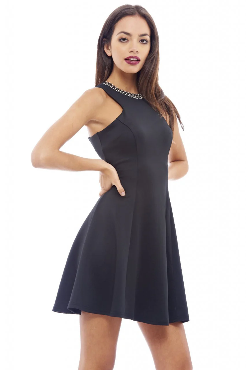Embellished Neck Skater Dress - Image 3