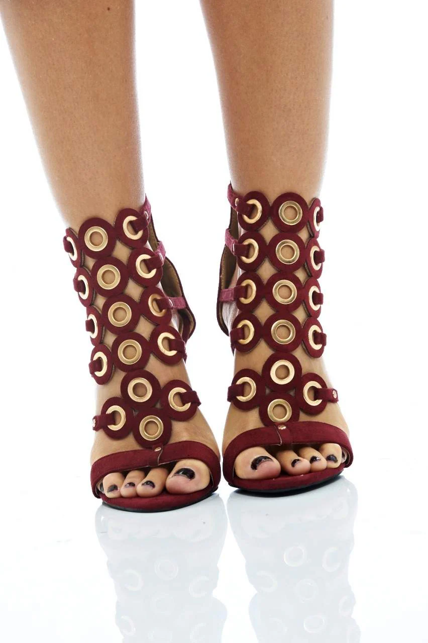 Eyelet Detail Suede Heels - Image 2