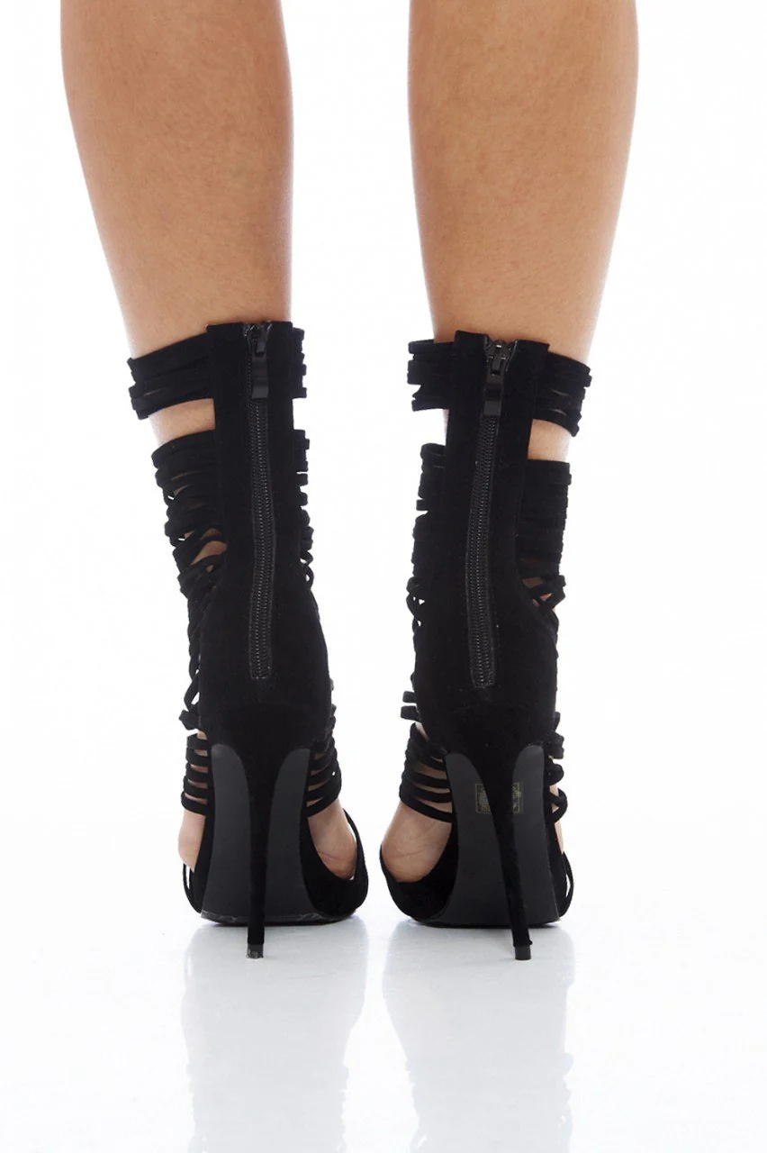 Faux Suede Multi Strap Heels - Image 3