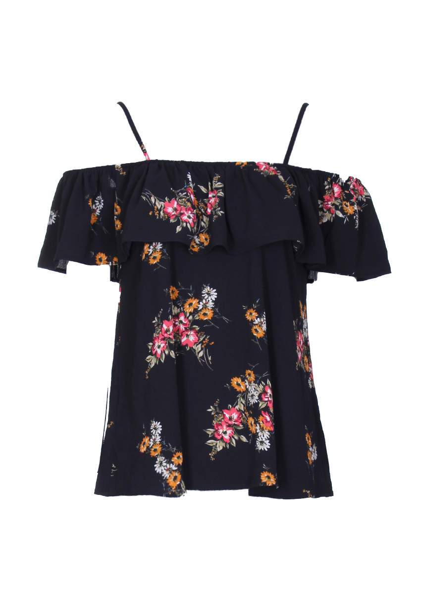 Floral Black Bardot Top - Image 4