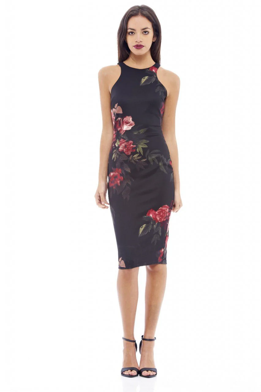Floral Bodycon Midi Dress - Image 2