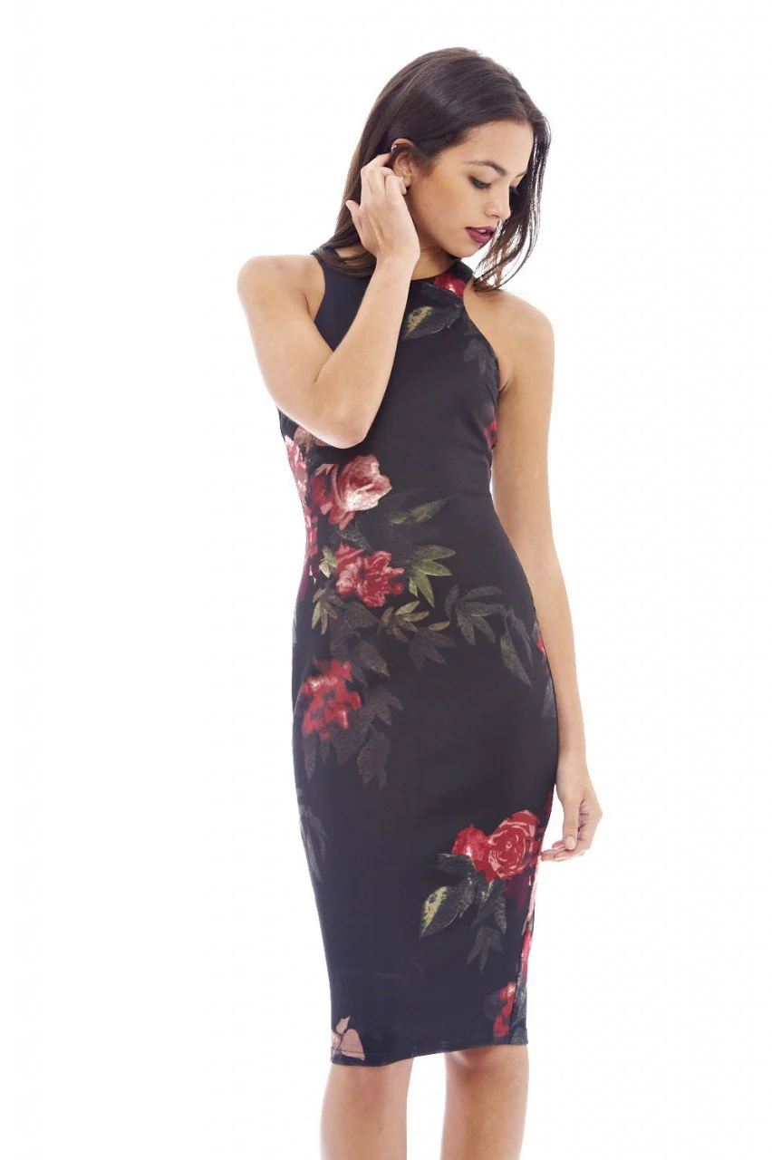 Floral Bodycon Midi Dress - Image 3