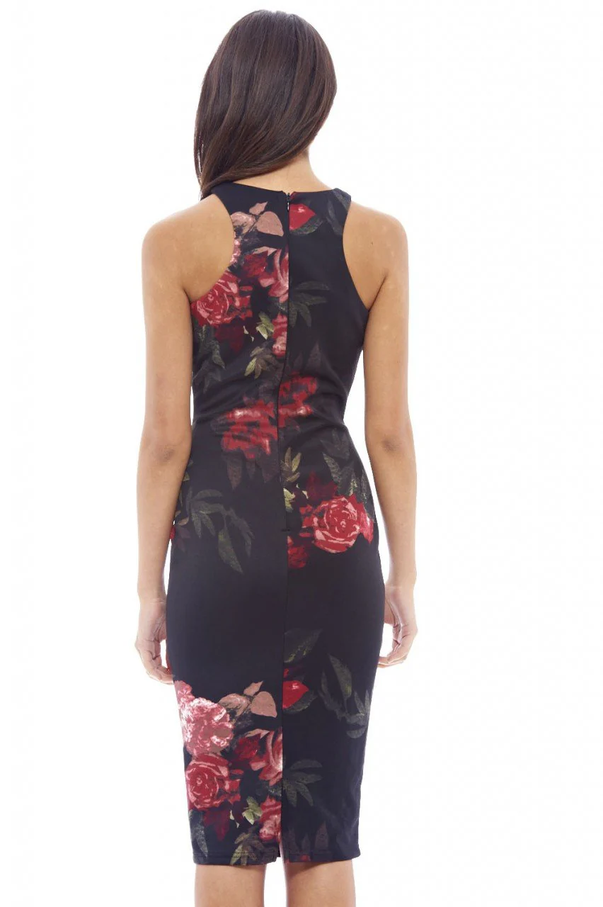 Floral Bodycon Midi Dress - Image 4
