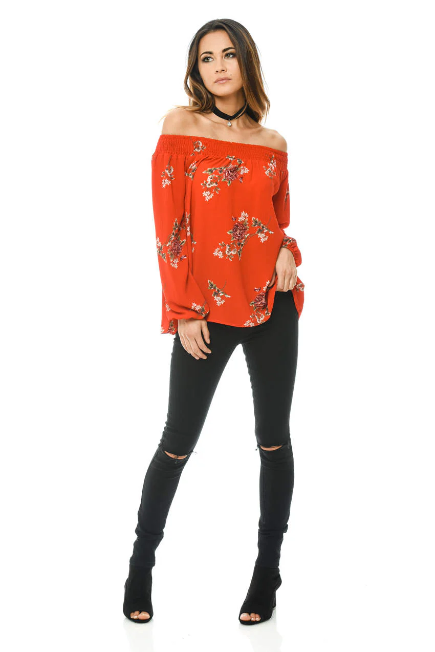 Floral Cold Shoulder Top - Image 2