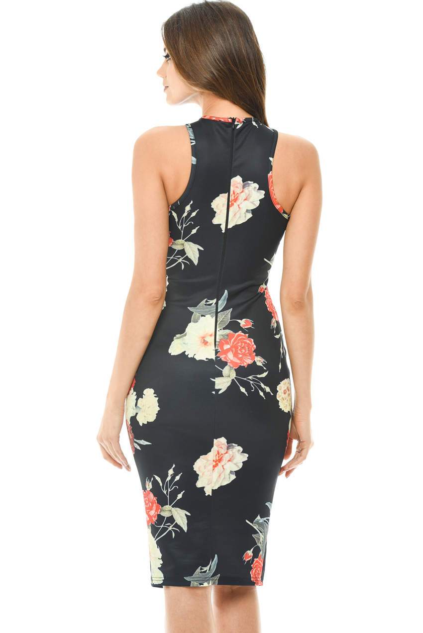 Floral Cross Front Midi Dress - Image 3
