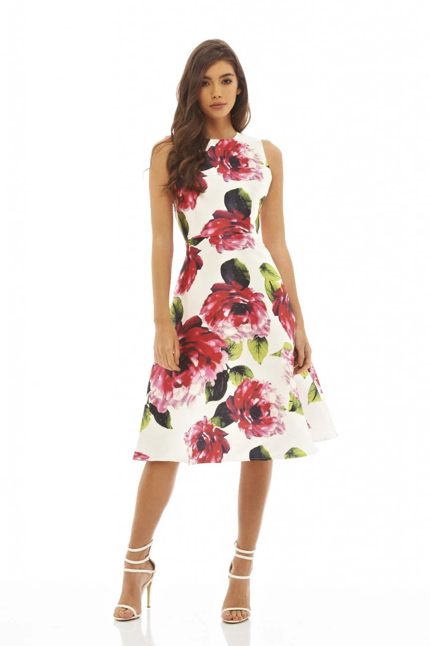 Floral Printed Midi Skater Dress - Image 2
