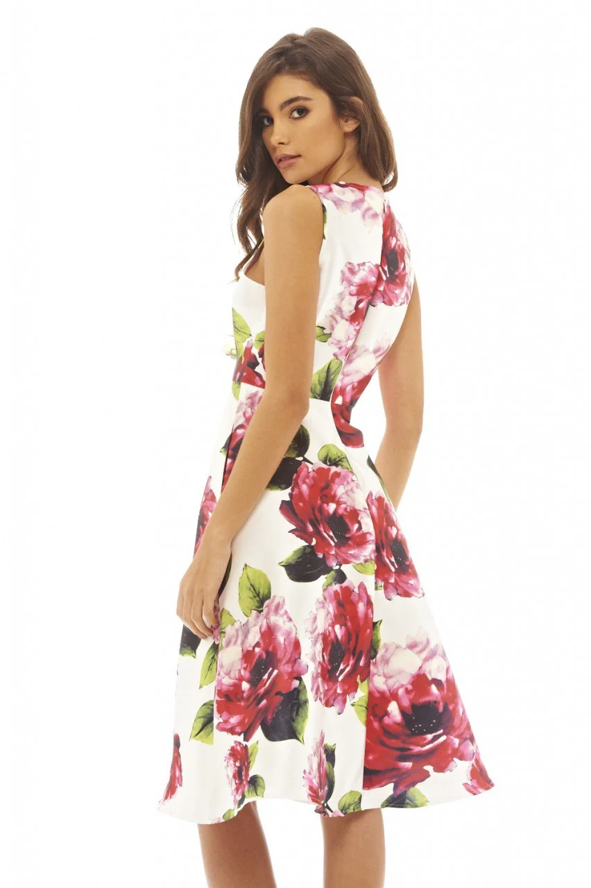 Floral Printed Midi Skater Dress - Image 4