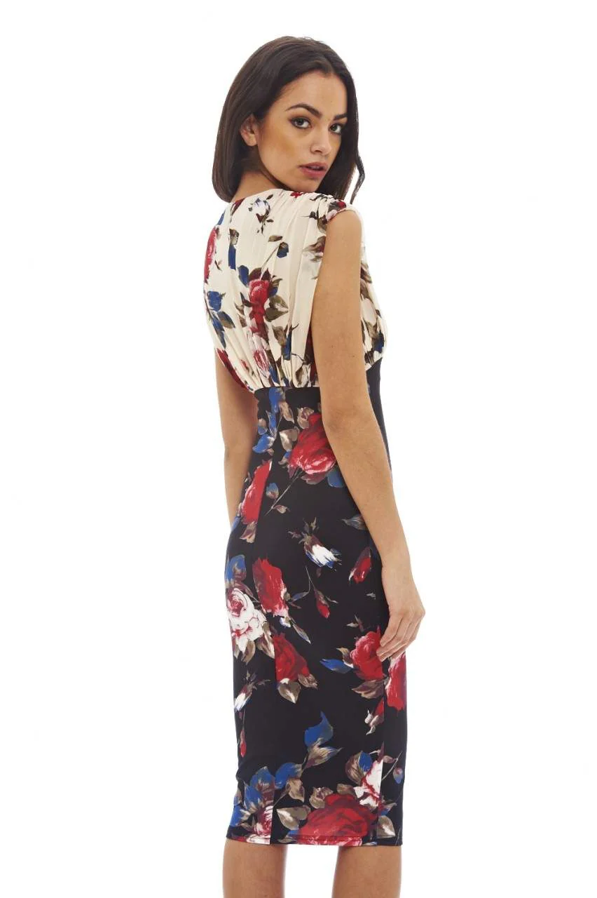 Flower Print Bodycon Zip Dress - Image 4