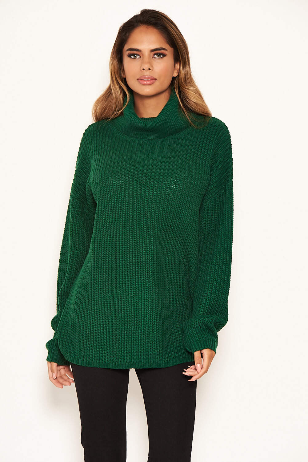 Forest Green Roll Neck Knit Jumper - Image 5