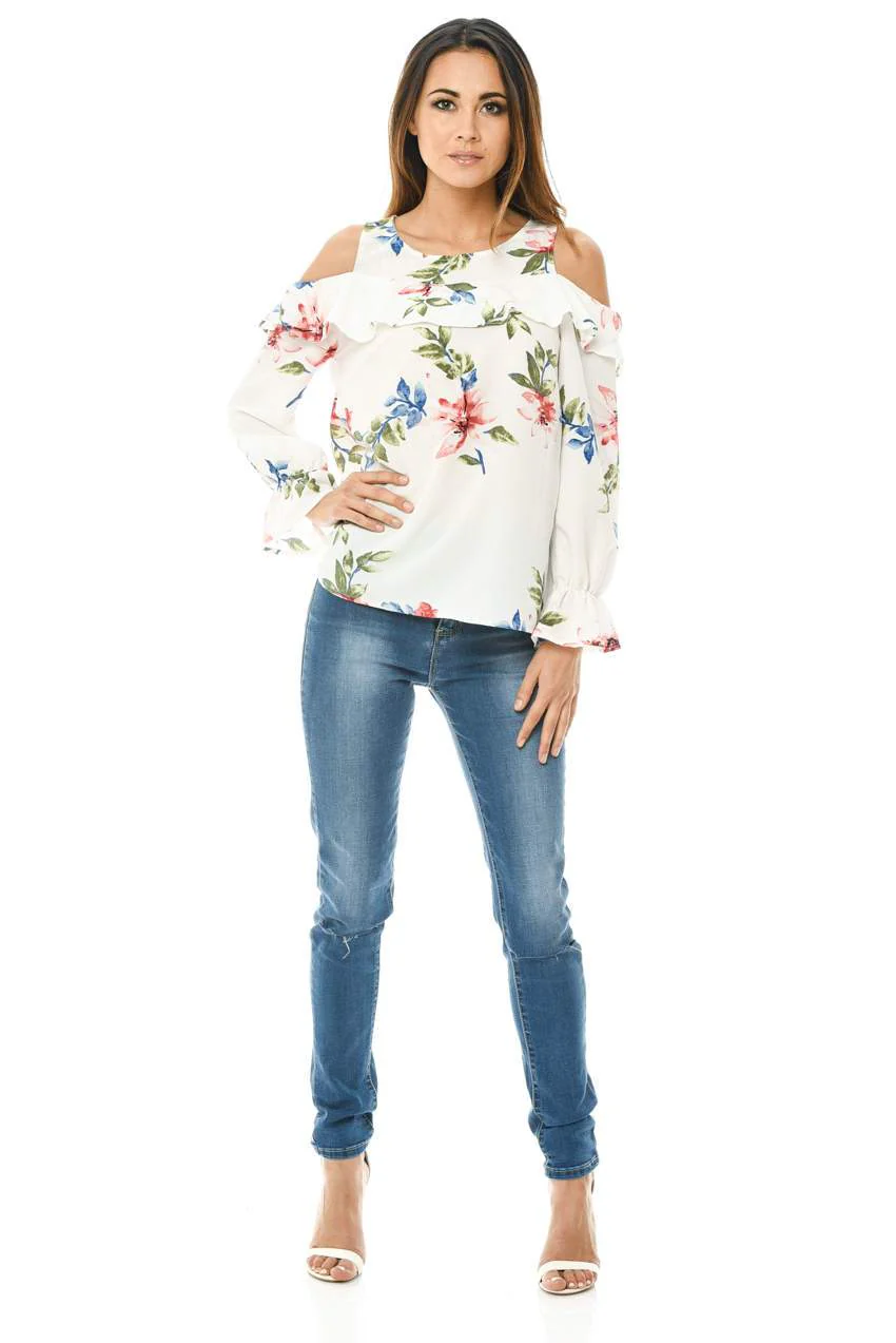 Frill Printed Blouse - Image 2