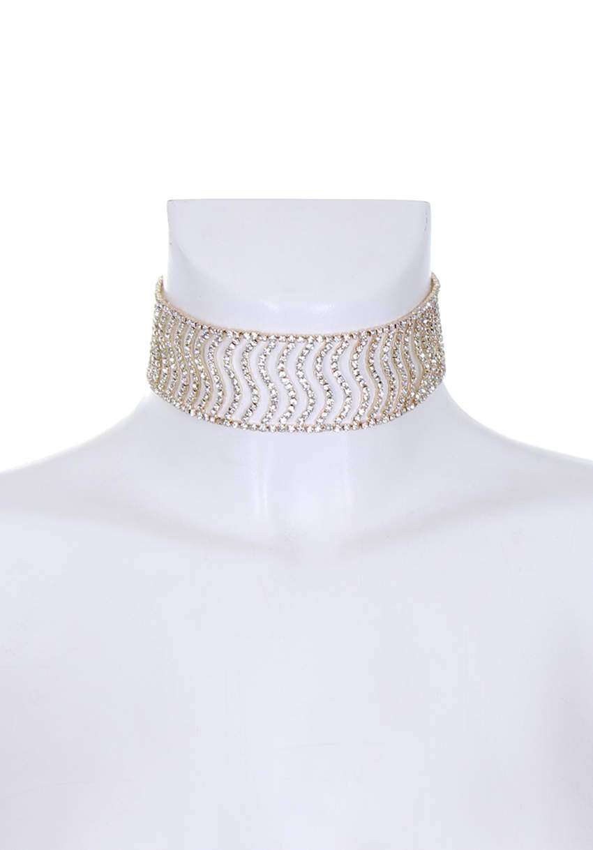 Gold and Silver Diamante Wave Choker