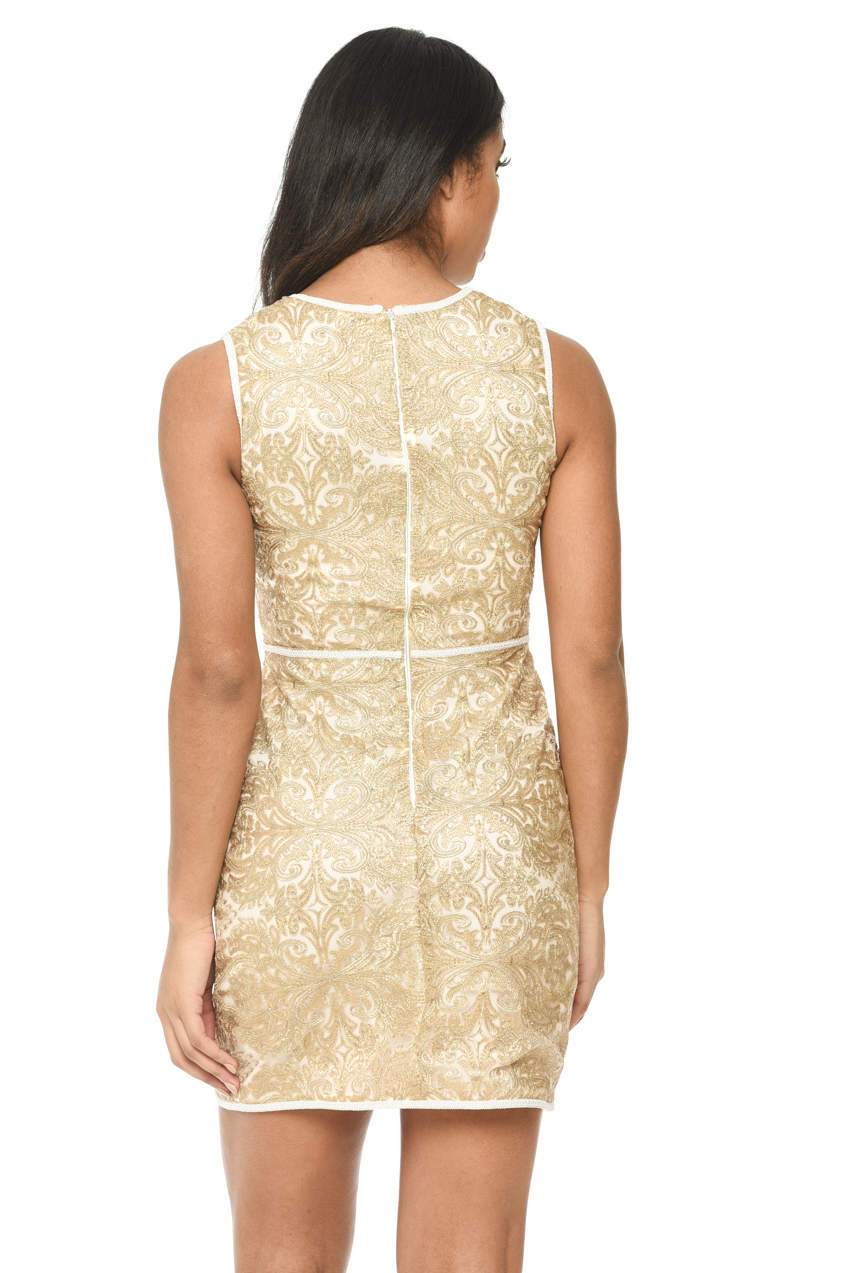 Gold Embroidered A Line Dress - Image 3