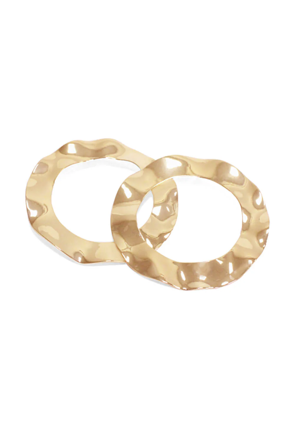 Gold Large Circle Hammered Earrings - Image 4