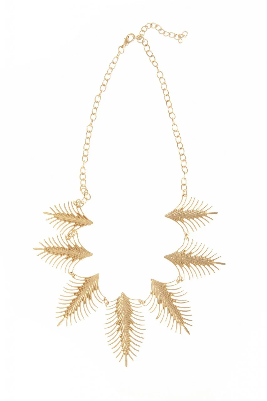 Gold Leaf Statement Necklace - Image 2