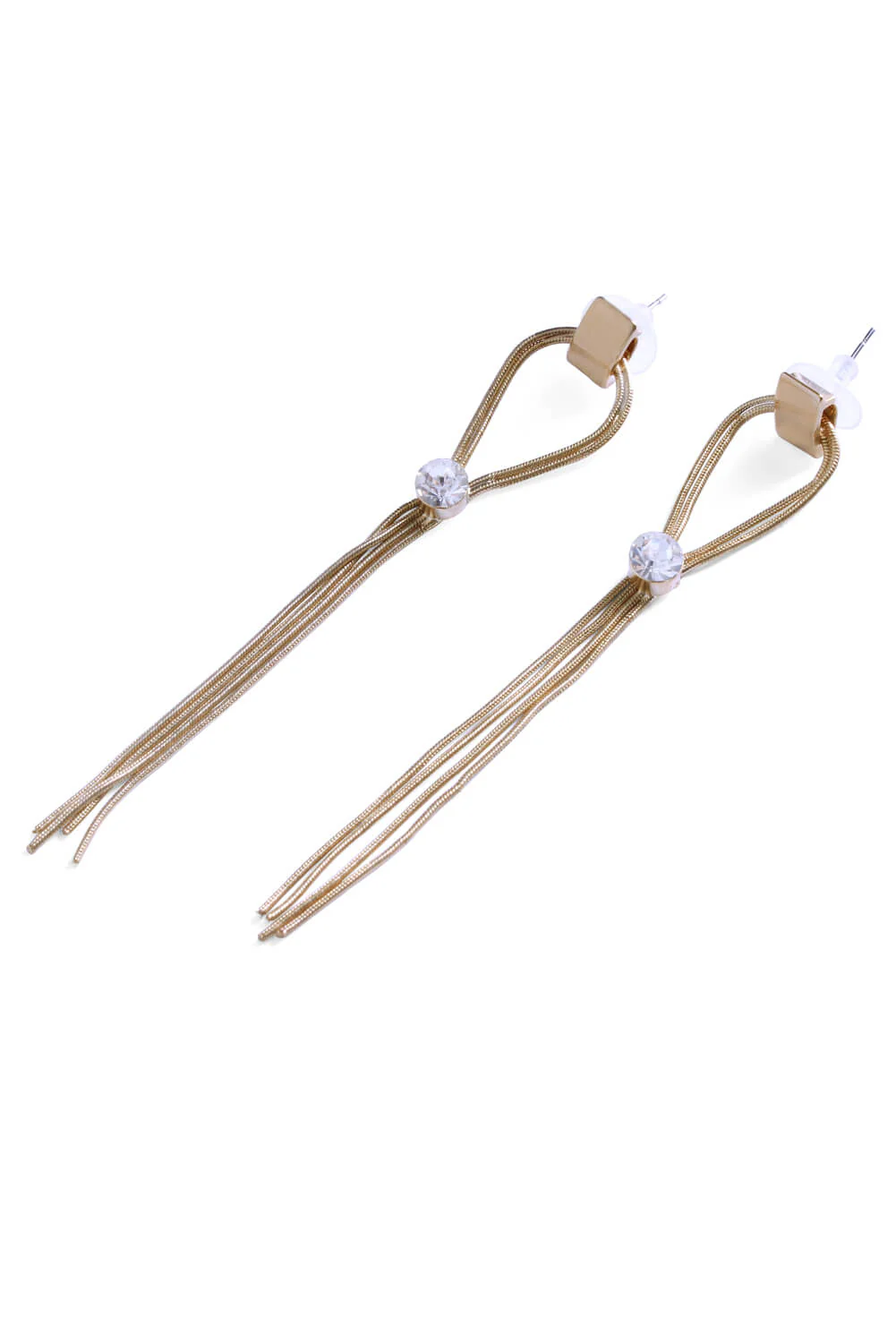 Gold Loop Sleek Drop Down Earrings - Image 2