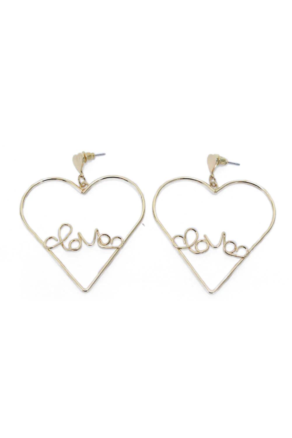 Gold Love Heart Earrings - Image 2