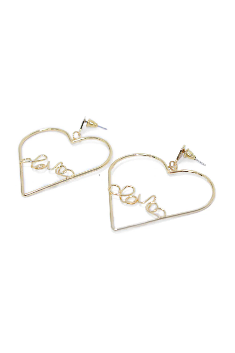 Gold Love Heart Earrings - Image 3