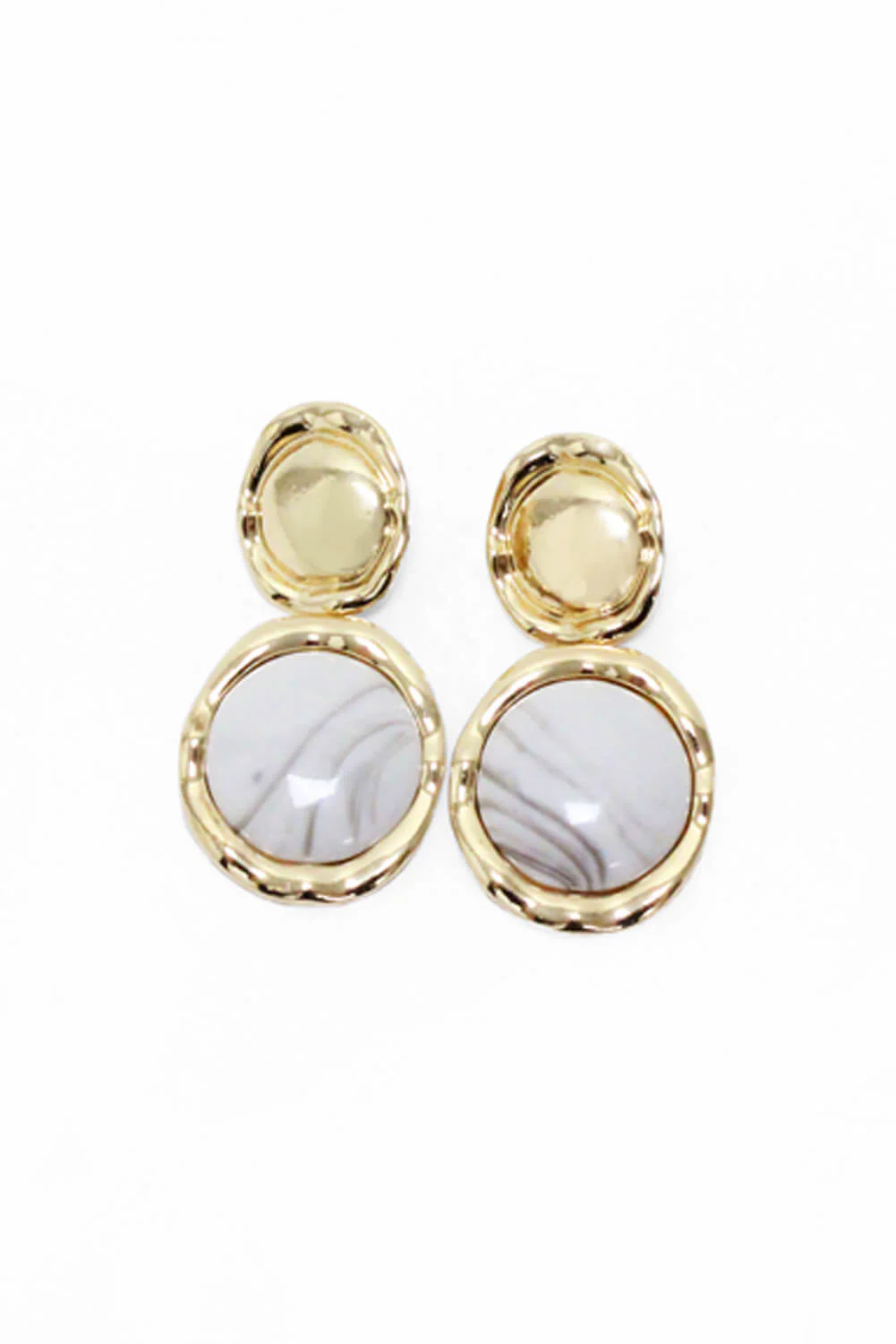 Gold Marble Circle Earrings - Image 2