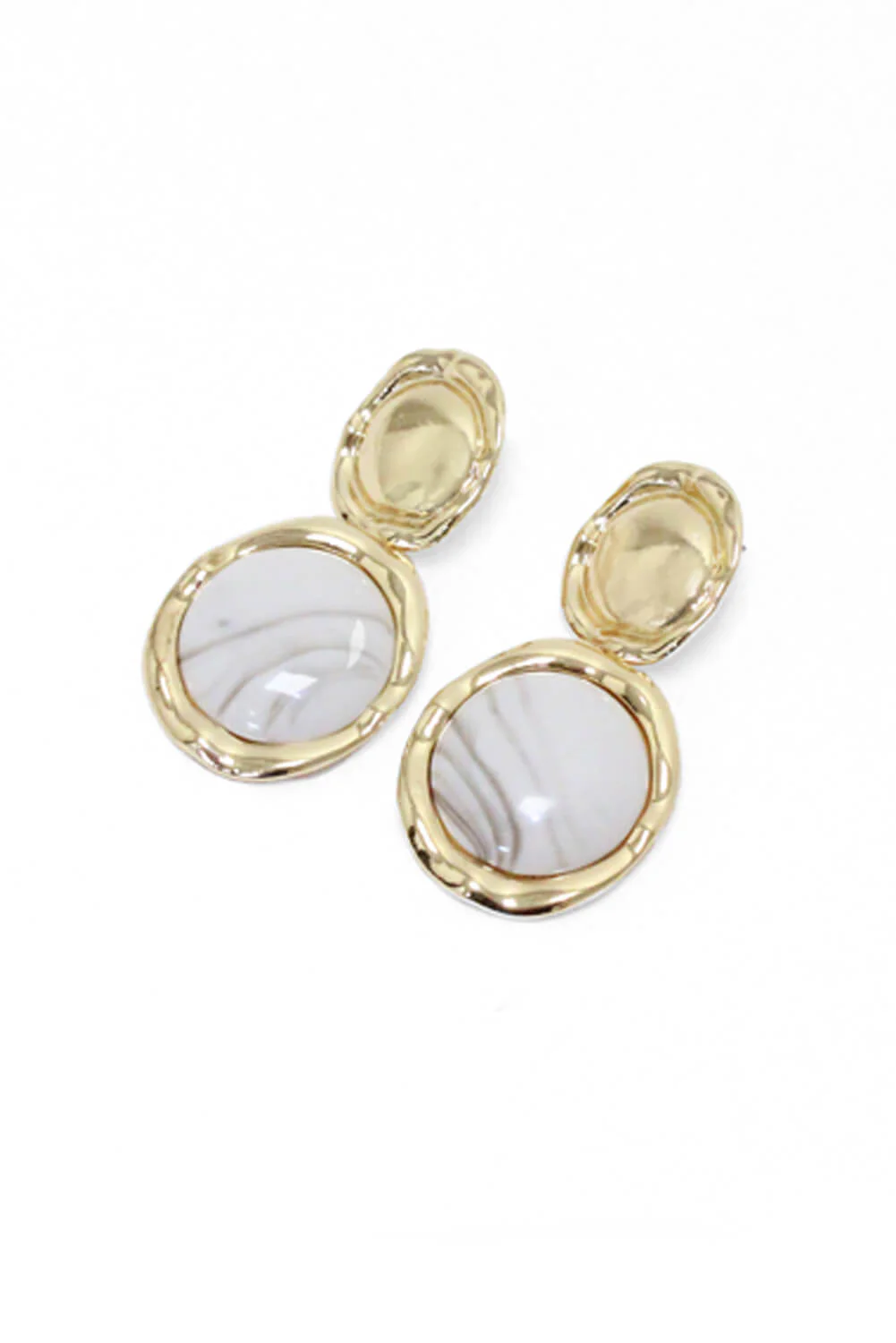 Gold Marble Circle Earrings - Image 3