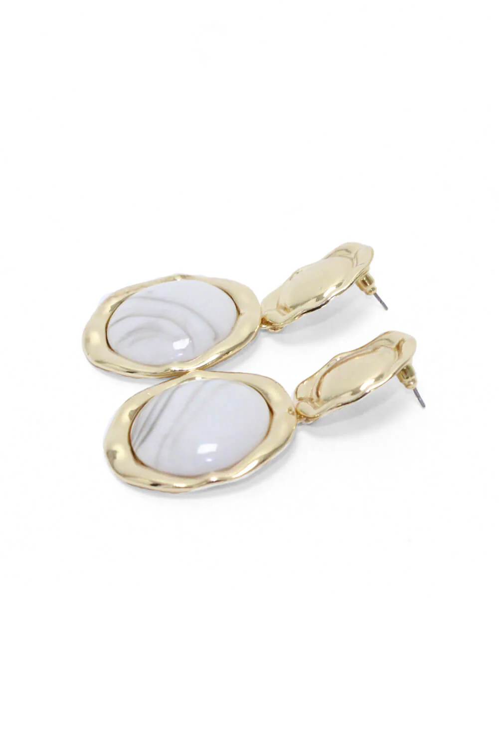 Gold Marble Circle Earrings - Image 4