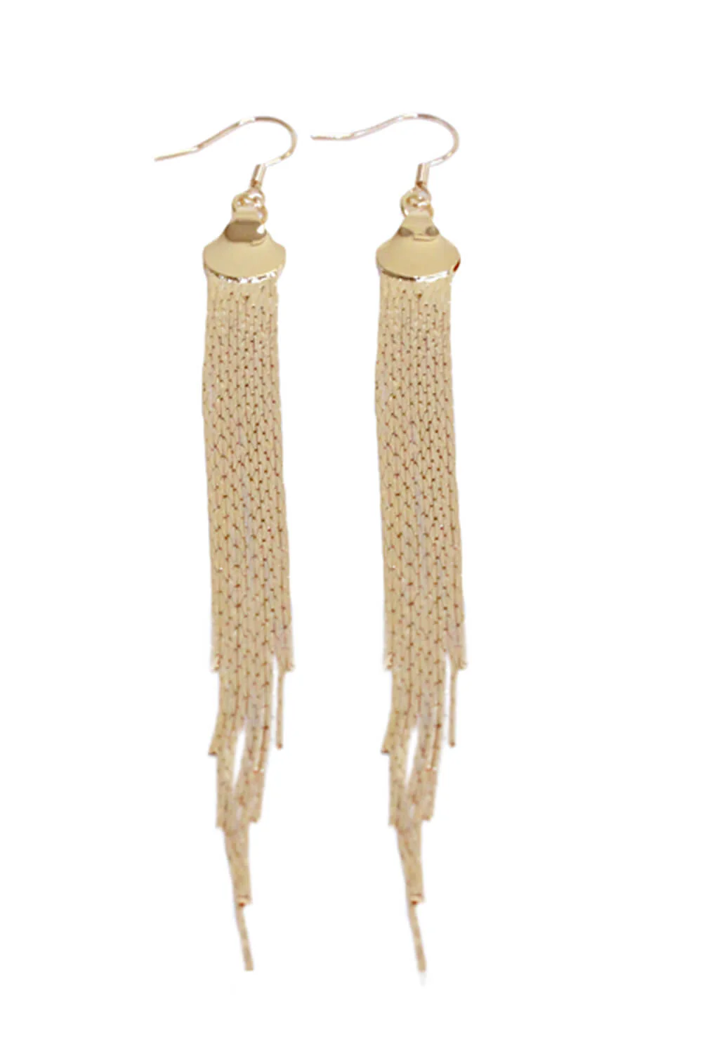 Gold Sleek Drop Chain Earrings - Image 2