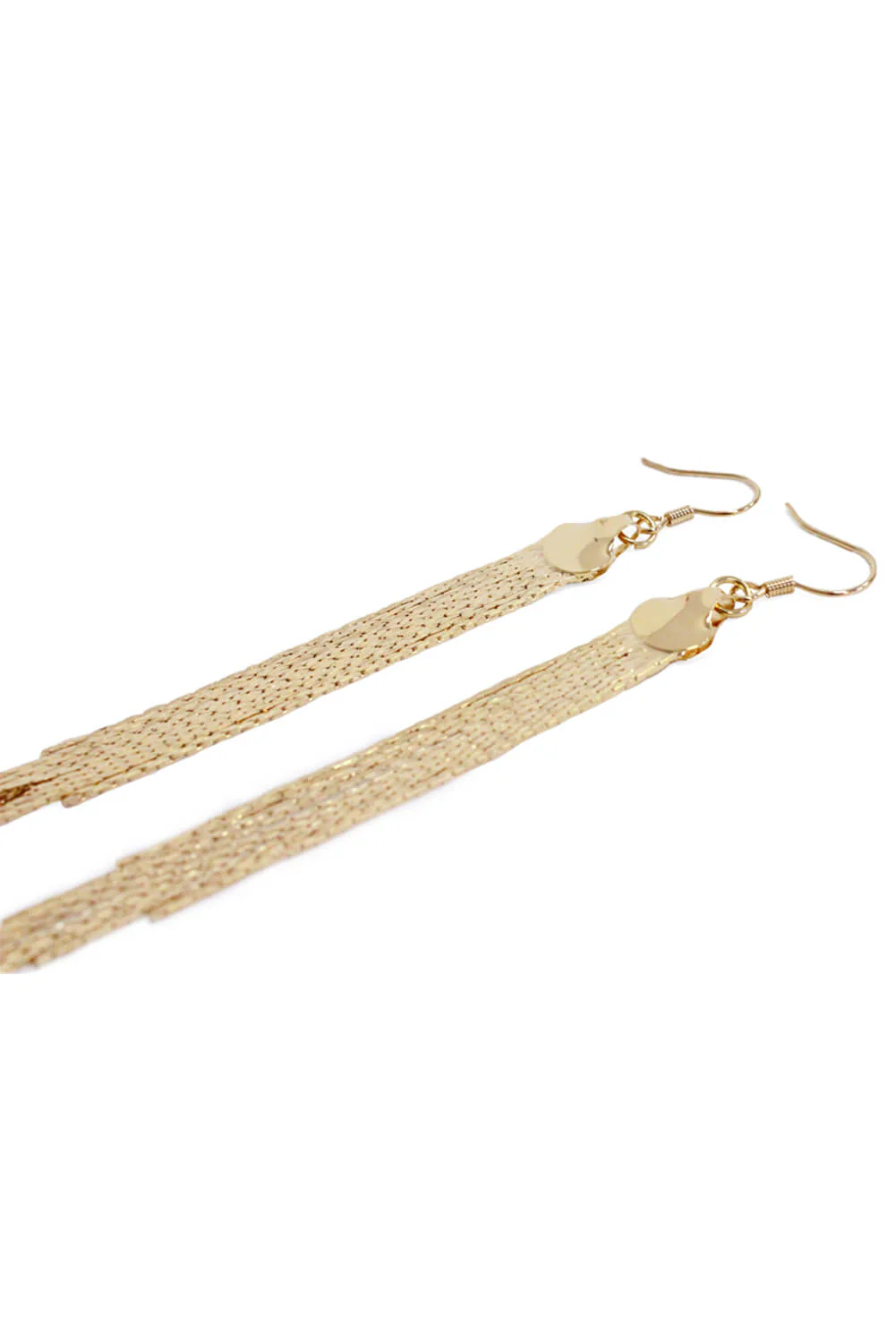 Gold Sleek Drop Chain Earrings - Image 3