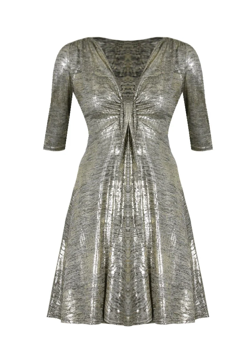 Gold Sparkly Knot Dress - Image 2