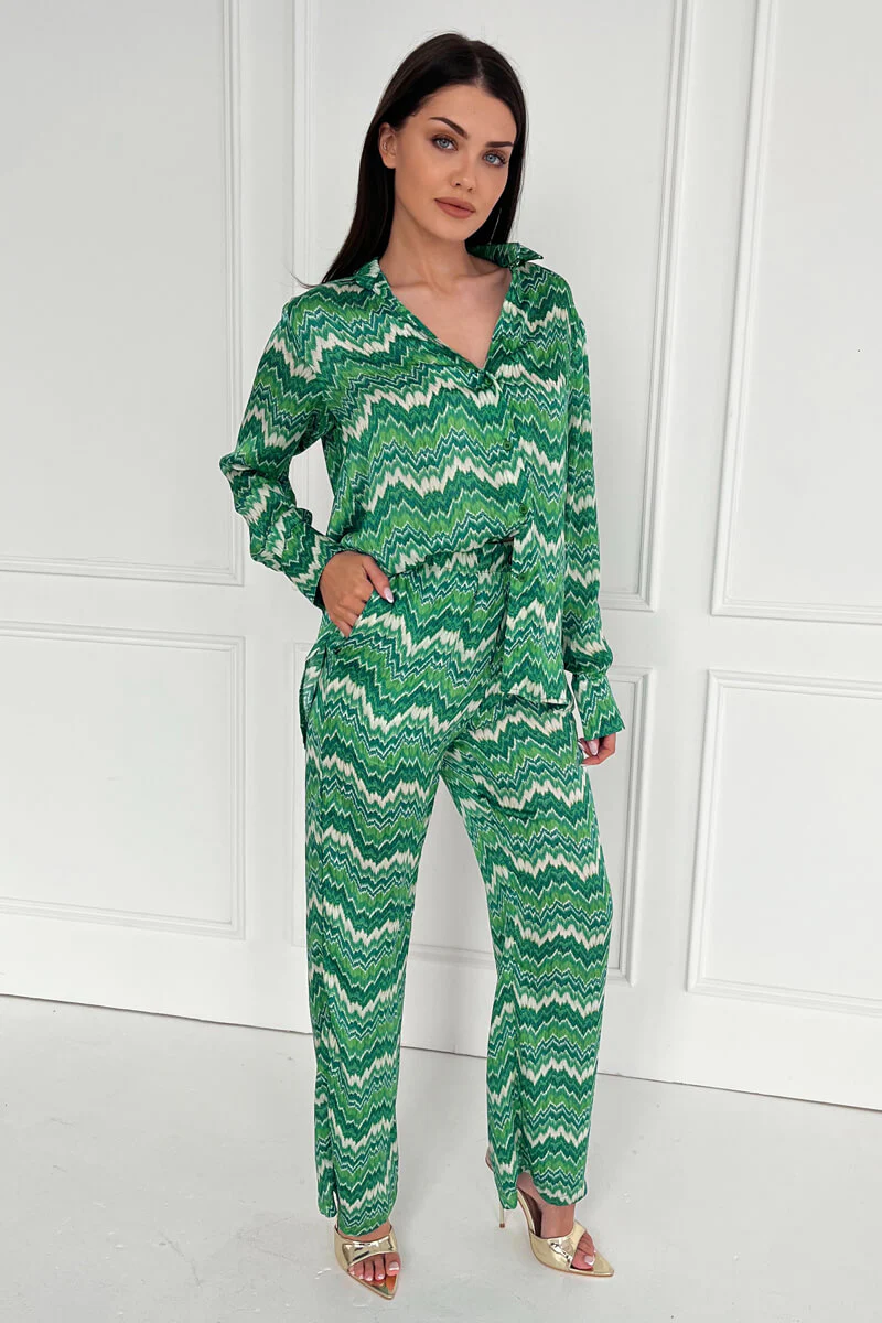 Green Abstract Printed Trousers - Image 3