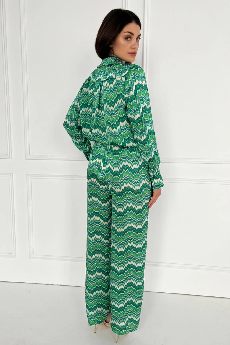 Green Abstract Printed Trousers - Image 4