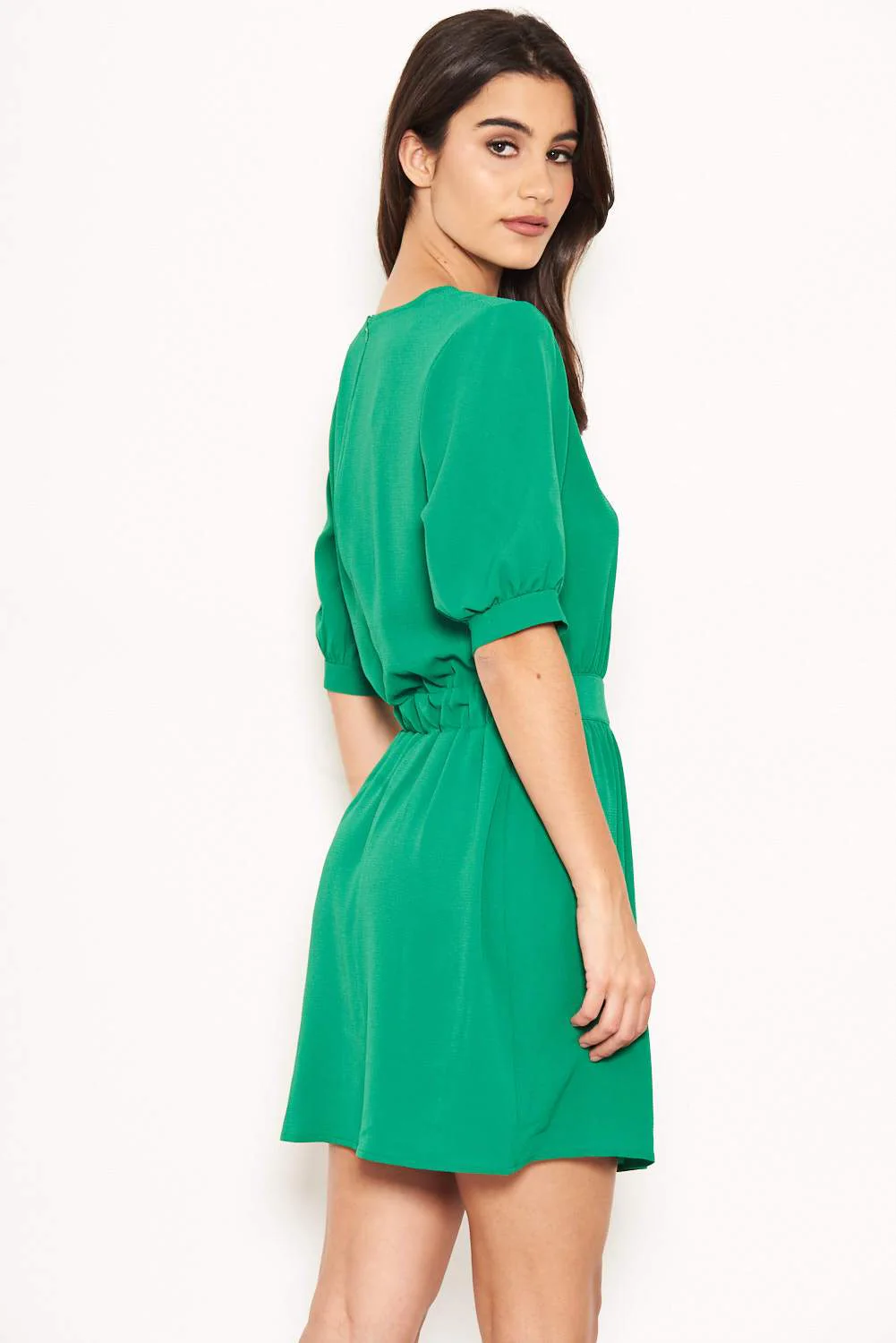 Green Belted D Ring Skater Dress - Image 4