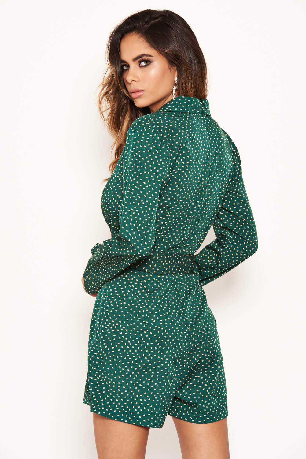Green Blazer Style Belted Playsuit - Image 5