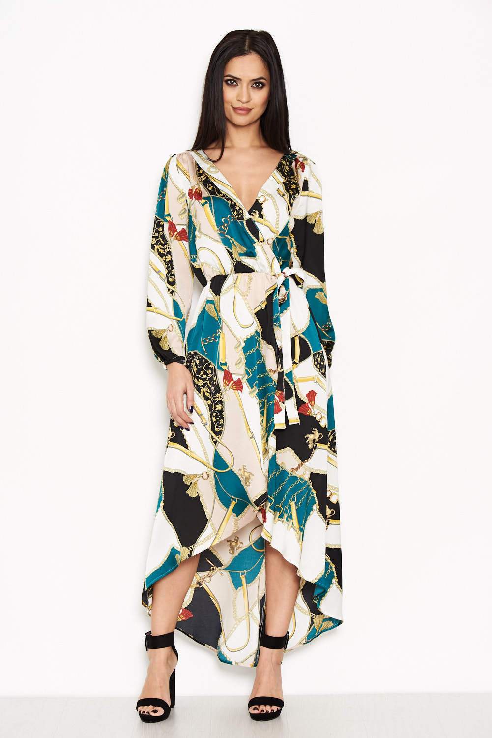 Green Colour Block Printed Dress - Image 5