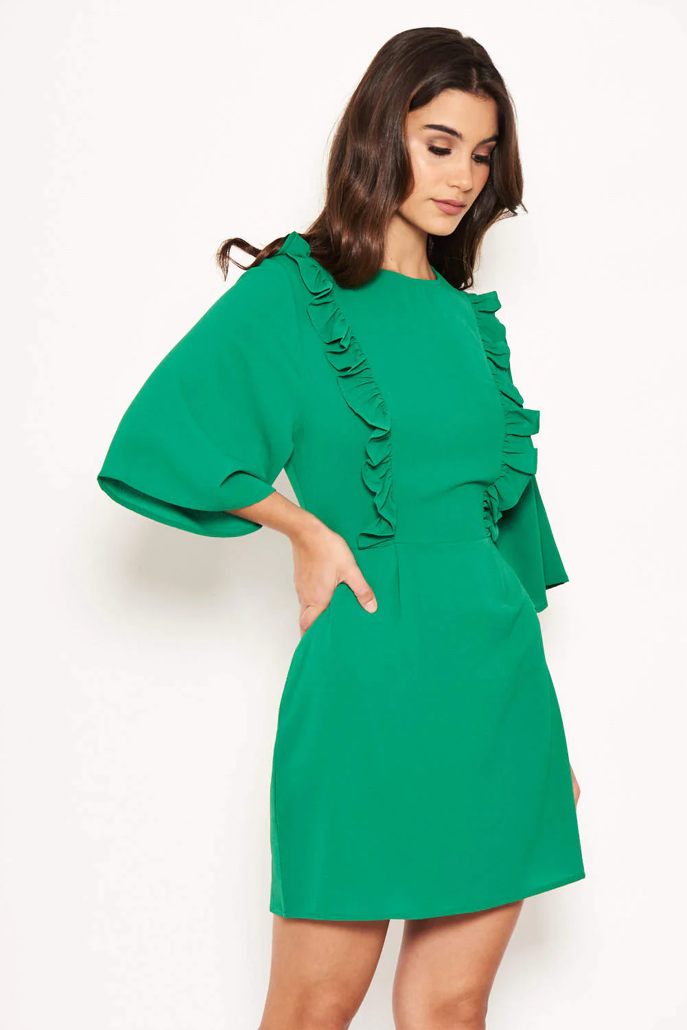 Green Frill Front Dress - Image 4