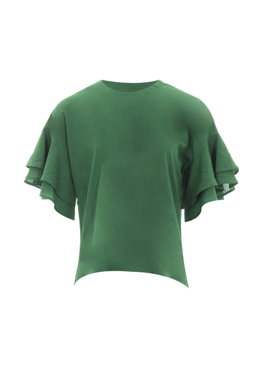 Green Frill Sleeve Top - Image 4
