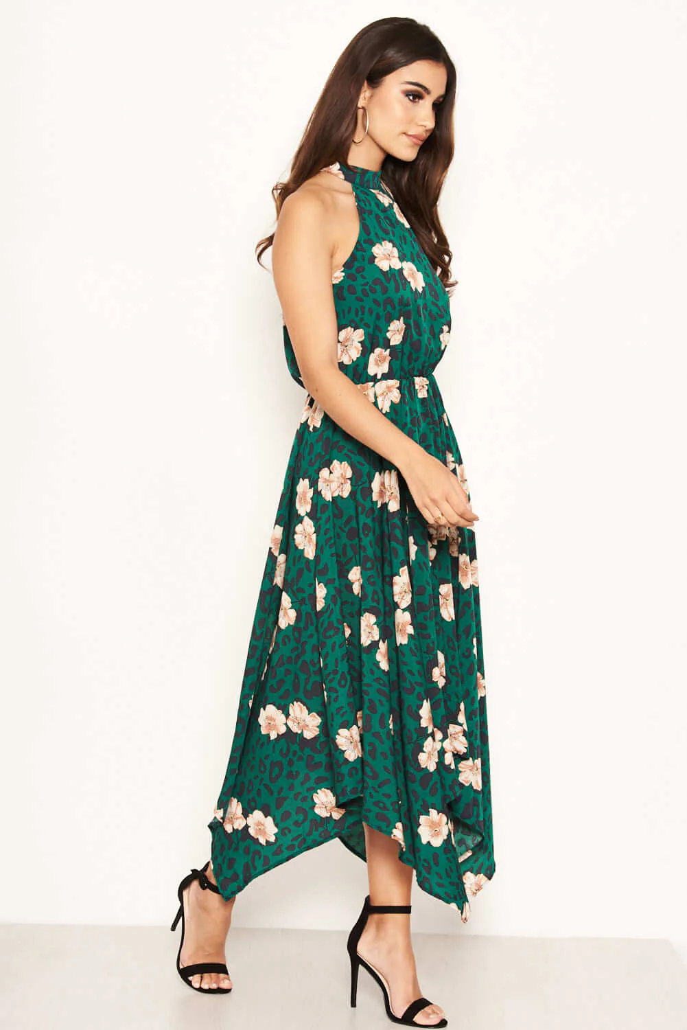 Green Leopard Print High Neck Dress - Image 7