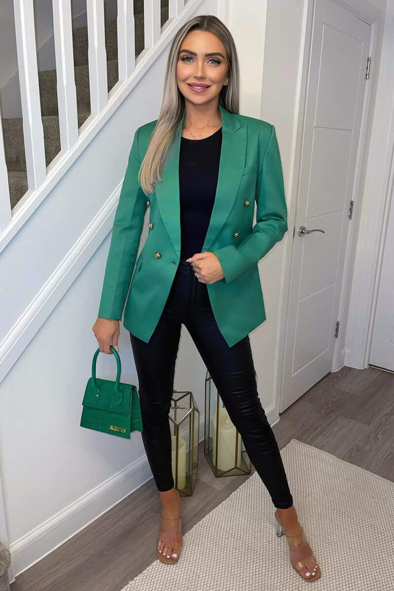 Green Military Style Blazer - Image 2