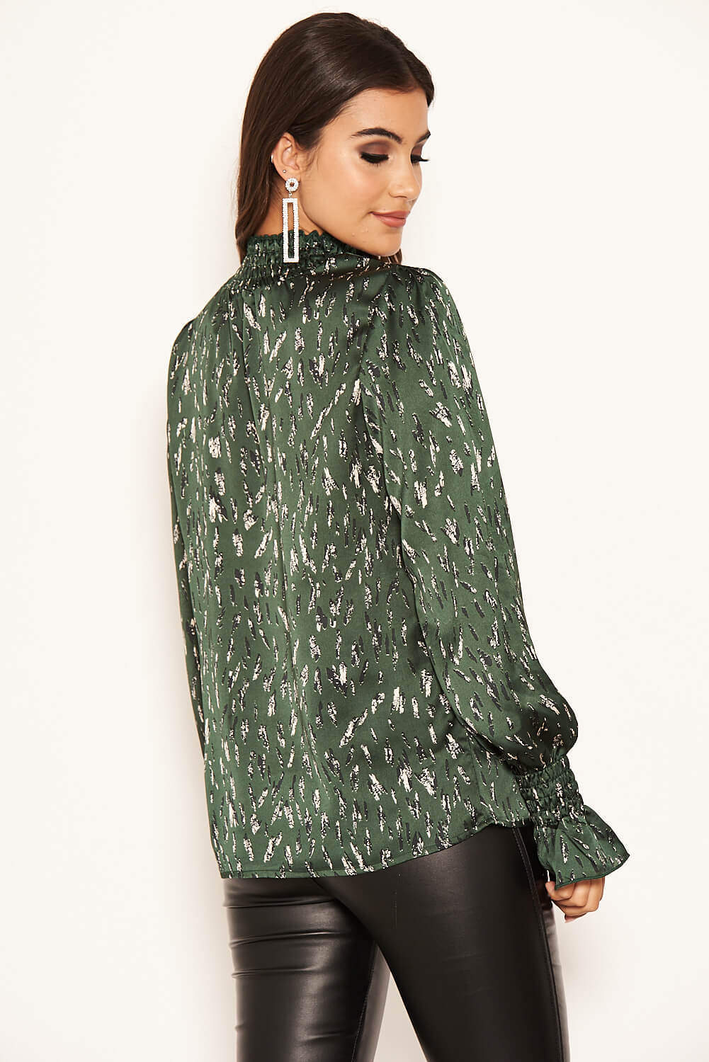 Green Printed High Neck Top - Image 3