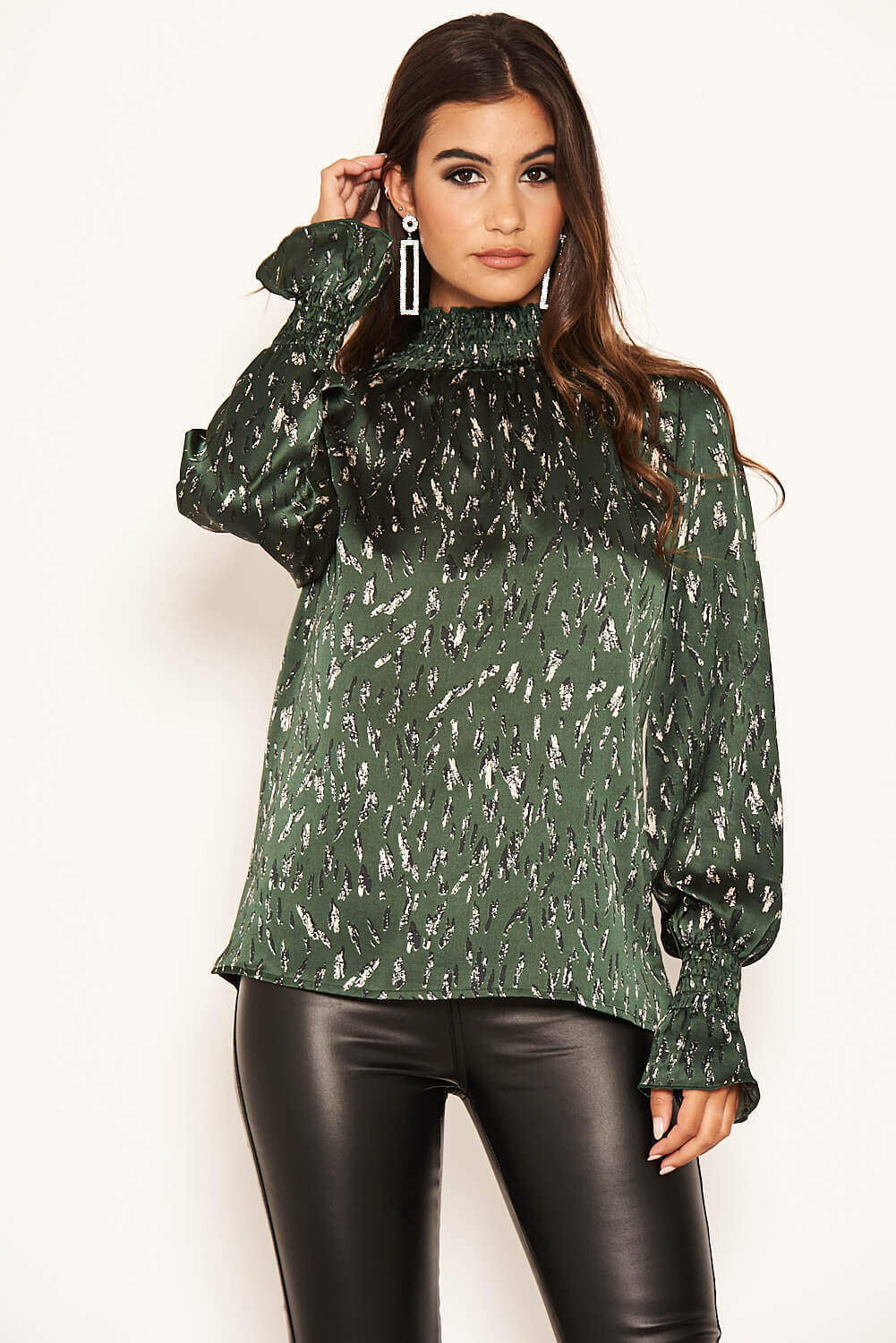 Green Printed High Neck Top - Image 5