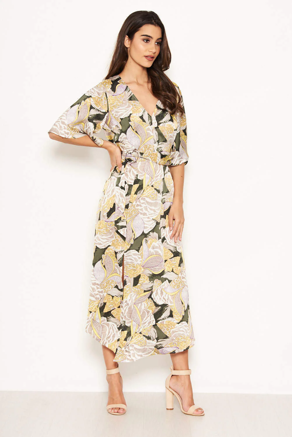 Green Printed Split Maxi Dress - Image 5