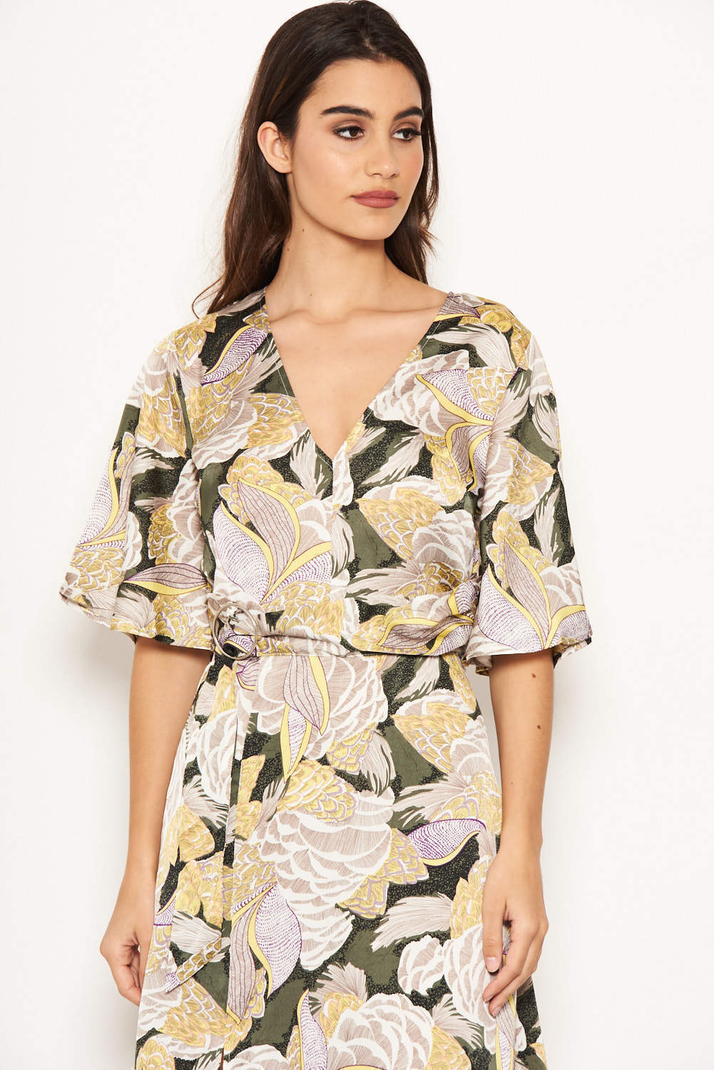 Green Printed Split Maxi Dress - Image 6