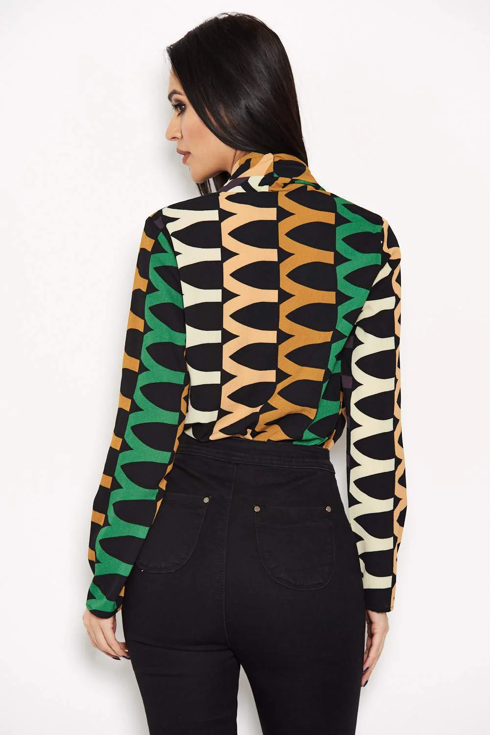 Green Printed Wrap Bodysuit - Image 3